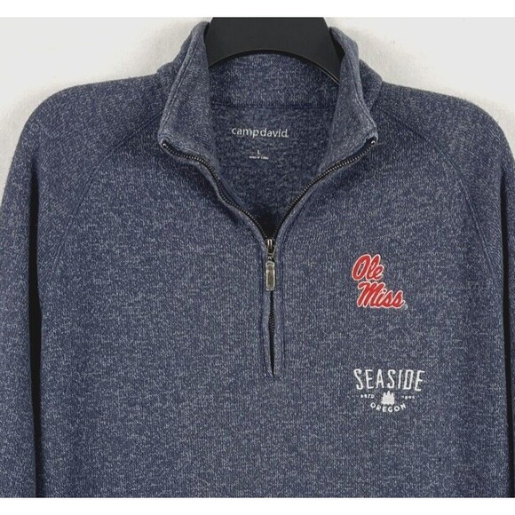 Womens Sweatshirt Gray Pullover1/4 Zip Seaside Oregon Ole Miss SZLG Lightweight - Picture 3 of 12
